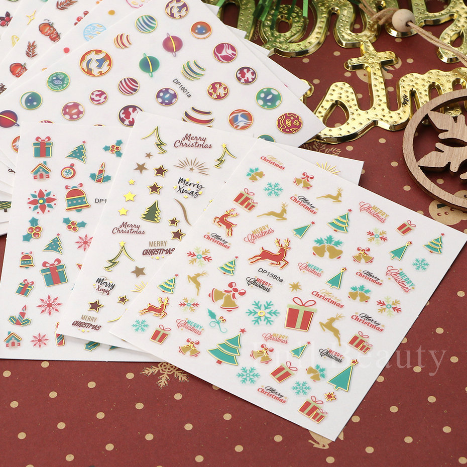 Cross-border new Christmas nail stickers Snowman elk Cookies Human self-adhesive nail stickers Mixed nail stickers shanilak pic 15