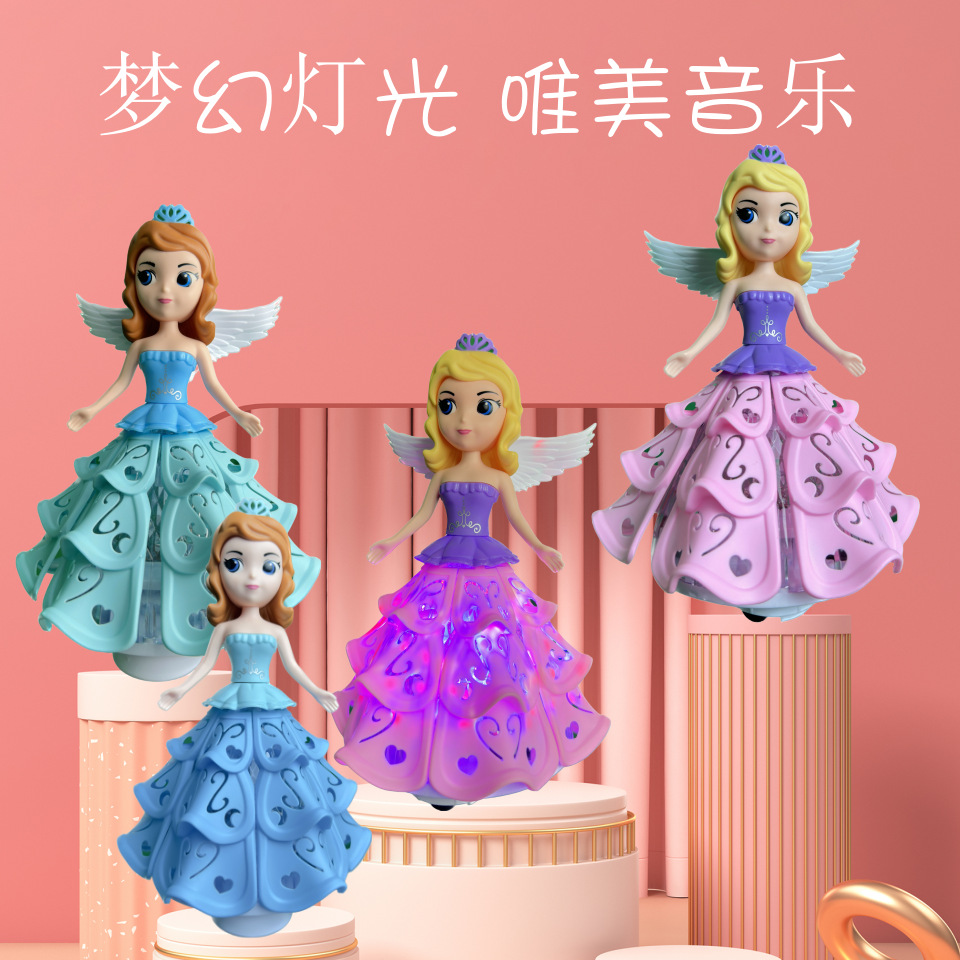 女孩艾莎跳舞旋转玩具冰雪奇缘公主儿童玩具万向灯光音乐礼物白雪详情3