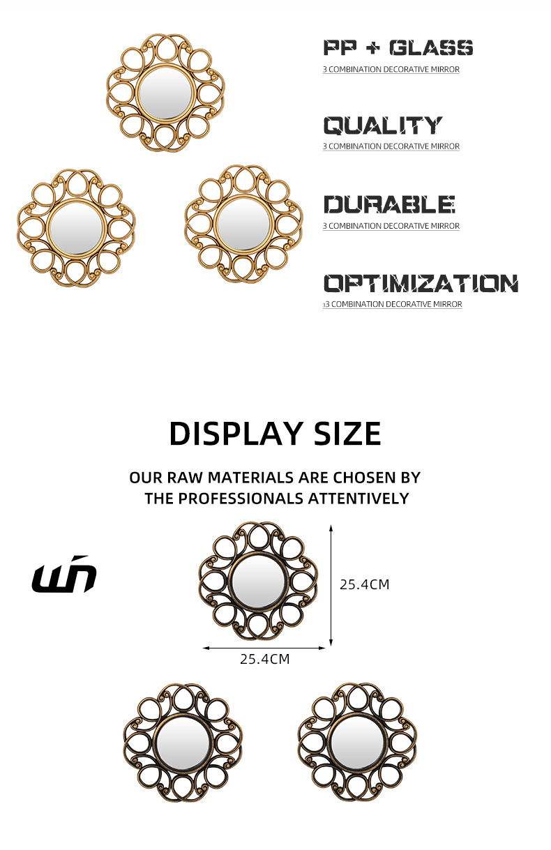厂家直供装饰镜塑料镜框复古镜框欧式古典组合圆形装饰镜详情4