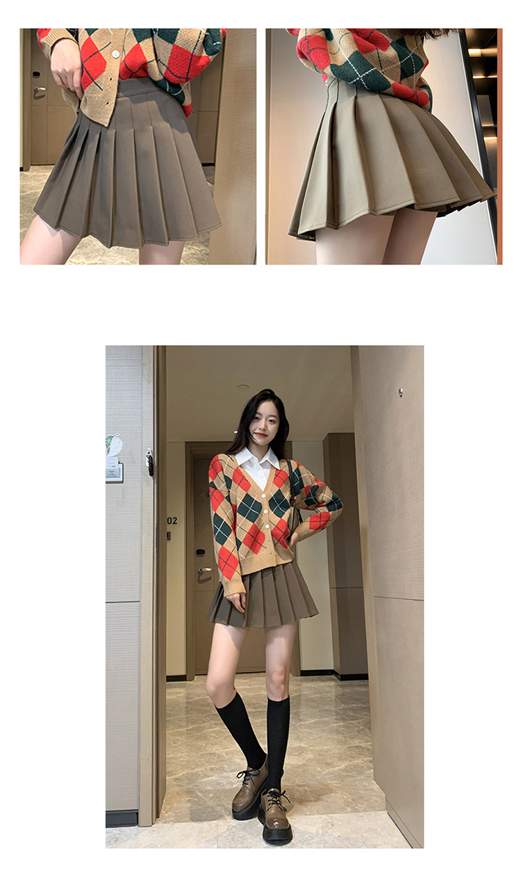 Pleated skirt for women, summer white short skirt, Japanese high-waisted, slimming, new autumn and winter jk plaid large A-line skirt pic 56