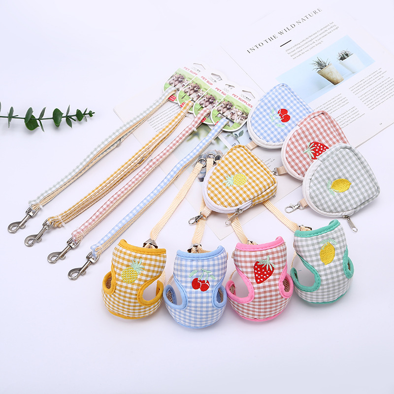 Pet cats and dogs, fruit lace-up, belly band, chest and back anti-escape, breathable and adjustable vest type leash, cross-border pic 8