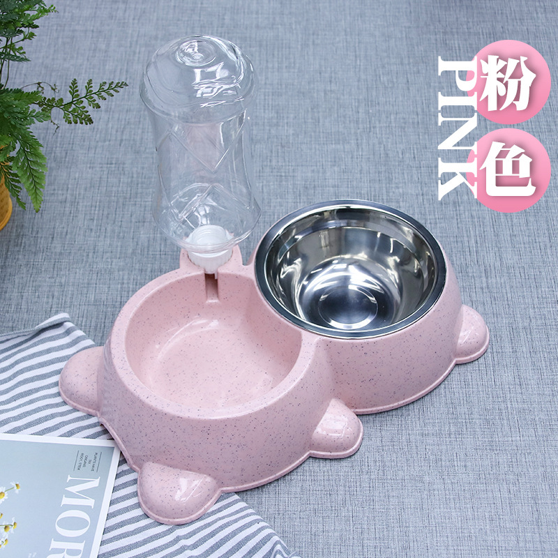 宠物碗猫咪自动饮水器狗碗304不锈钢狗狗食具防打翻卡通宠物双碗详情10