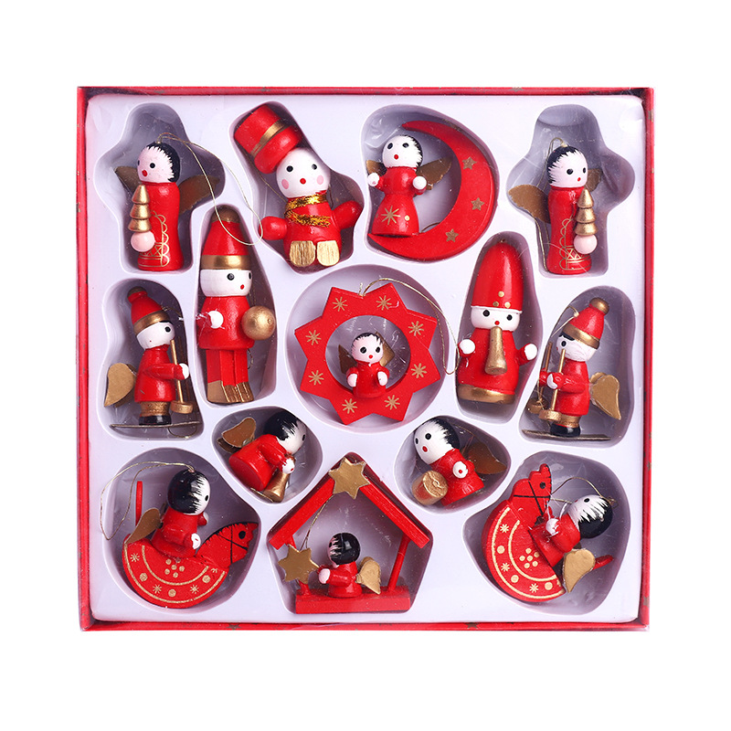 新品圣诞树木制挂饰套装 圣诞节实木挂件木偶套装 圣诞节装饰品详情8