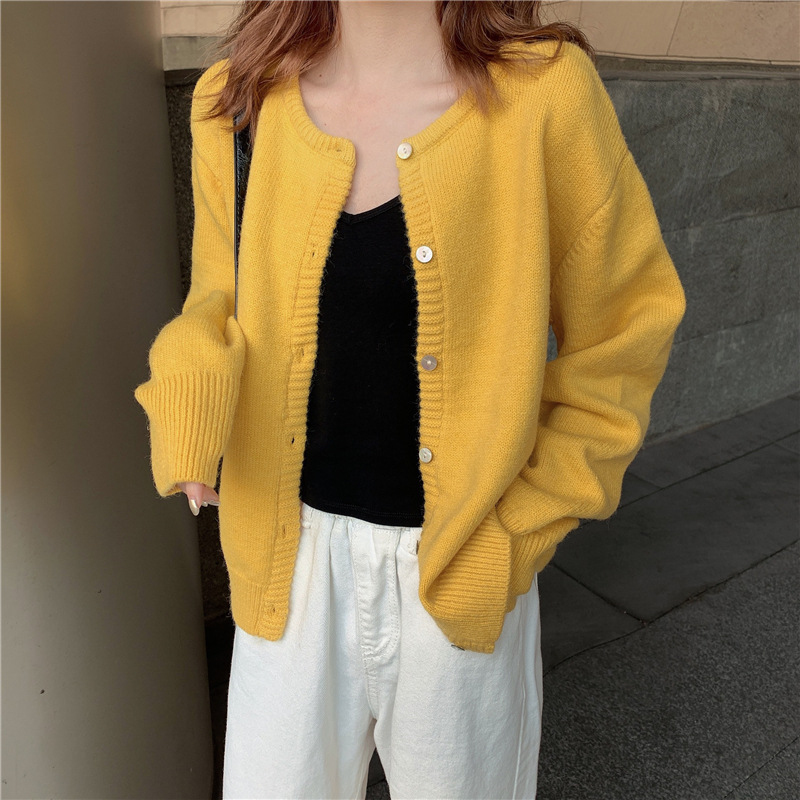 秋冬2021新款韩版宽松百搭毛衣外套女外搭短款针织开衫内搭上衣潮详情12