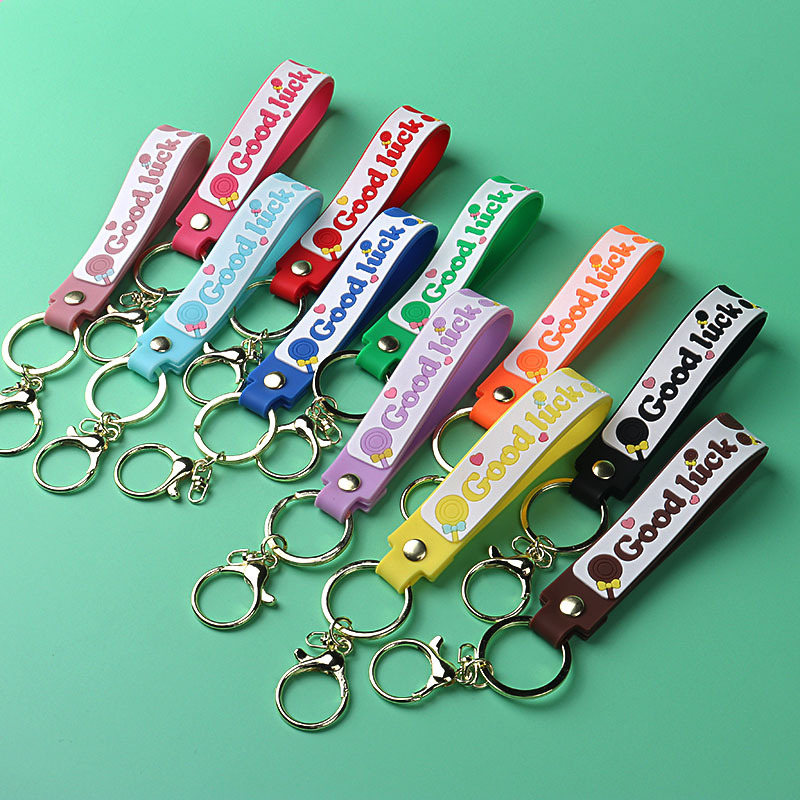 Transparent PVC soft rubber rope sand bottle keychain, girlish heart schoolbag hanging accessory, small gift hanging piece, keychain pic 1