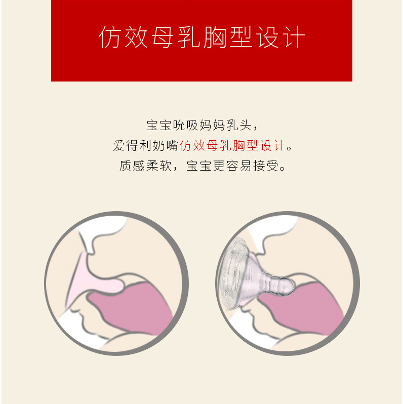 爱得利奶嘴宽口径液体硅胶奶嘴SML圆孔十字孔单个盒装B61-SML+详情4