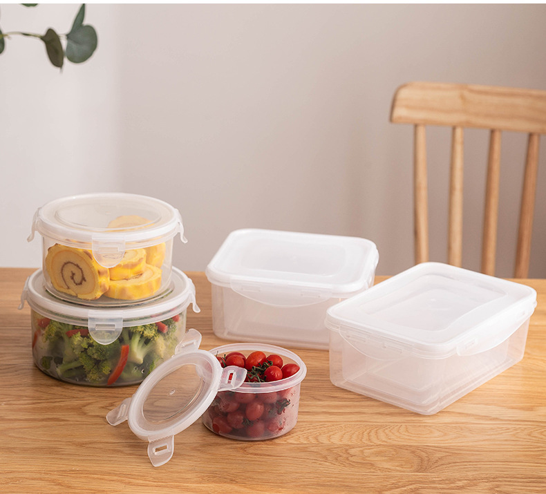 Rectangular refrigerator fresh-keeping box set, plastic transparent fruit and vegetable storage box, sealed bento lunch packing box pic 22