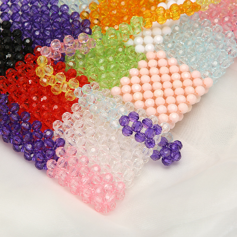 Creative color-blocking hand-held pearl bag, Japanese and Korean internet-famous hand-woven bag, pearl woven handbag, elegant decorative storage bag, and other hair accessories pic 9