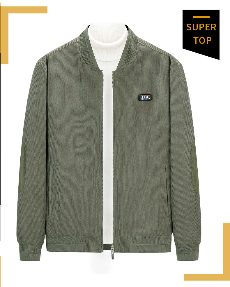 Corduroy stand-up collar jacket for men, autumn and winter business casual coat for dad, loose plus-size shirt for men, retro baseball jacket pic 17