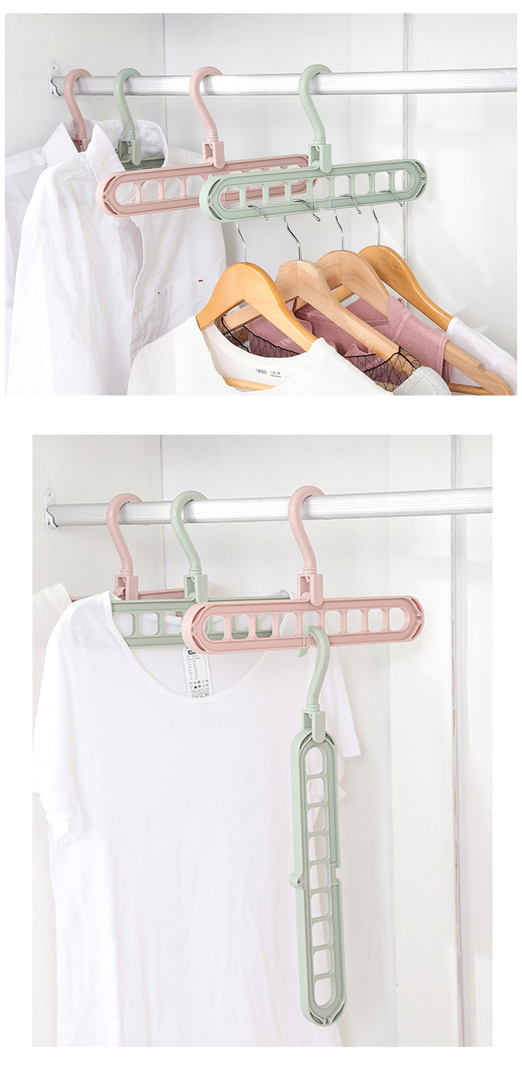 Multi-functional nine-hole clothes hanger, home storage clothes hanger, wardrobe, popular folding, retracting magic rotating 9-hole hanging clothes hanger pic 5