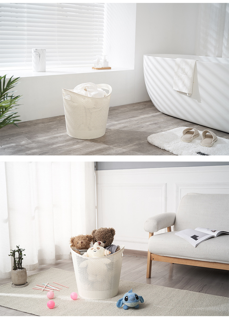 Multi-functional toys, sundries, large plastic storage basket, hollowed-out dirty clothes basket, home bathroom laundry basket, laundry basket pic 8