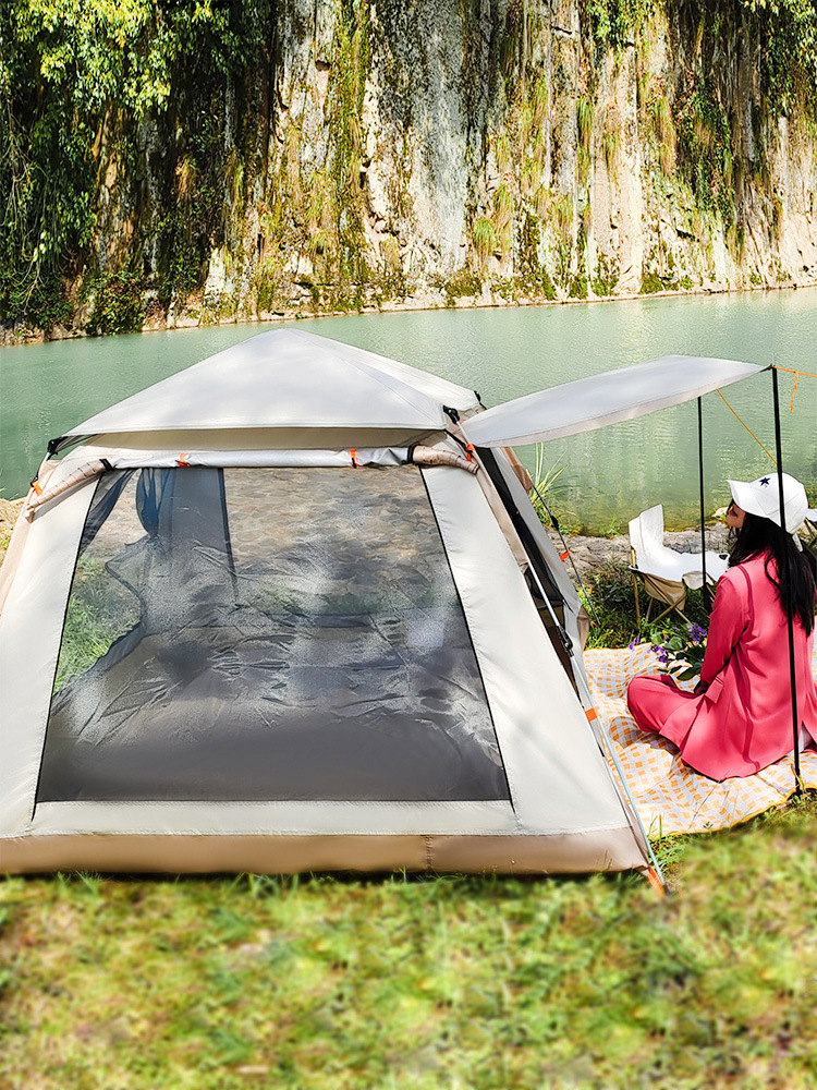 Outdoor 3-4 people beach thickened rainproof 2-person camping fully automatic double-person camping quick-opening four-sided tent pic 6