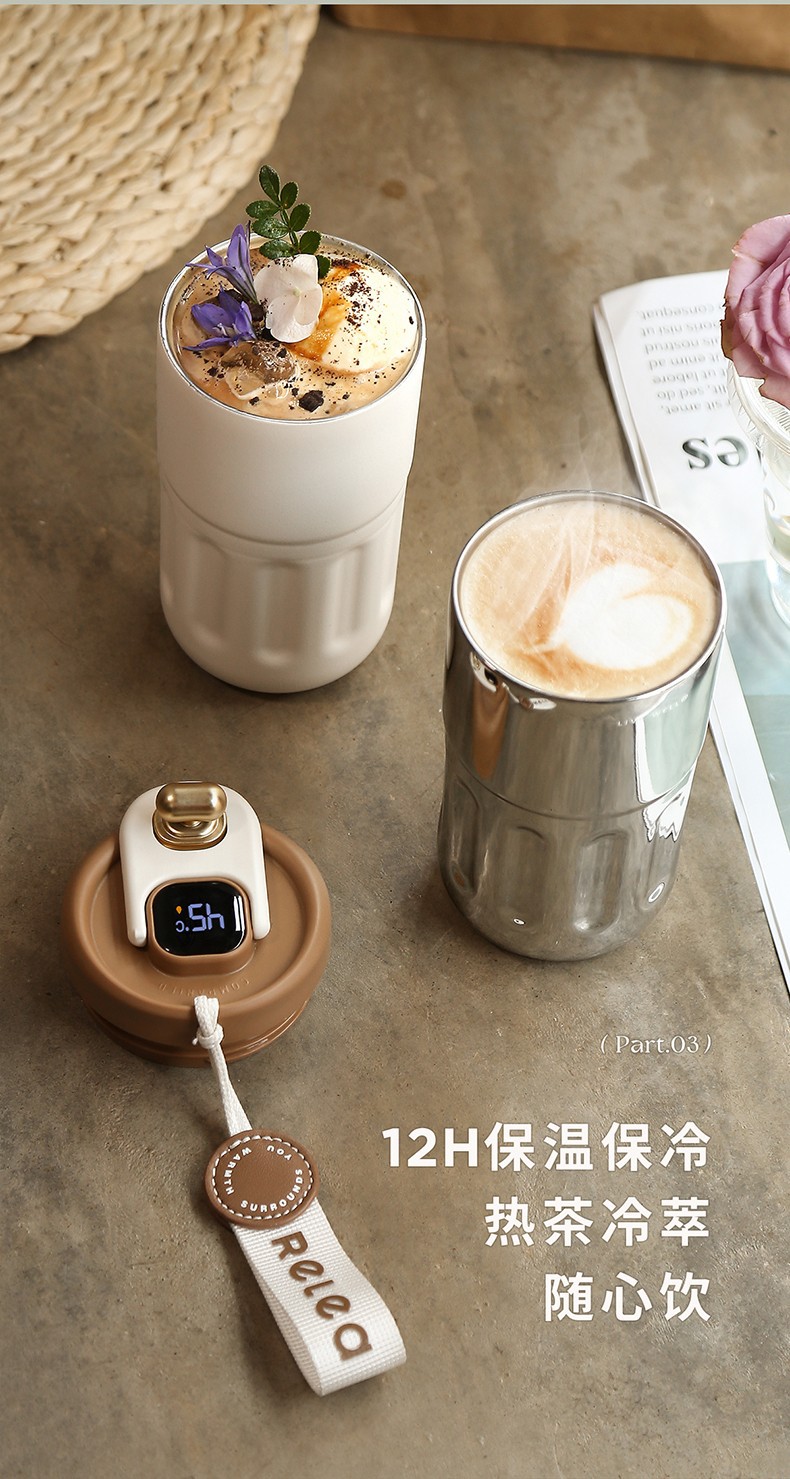 The bio-intelligent coffee insulated cup is a portable stainless steel water cup with a high appearance level for women to travel with. It can keep you cool in summer pic 4