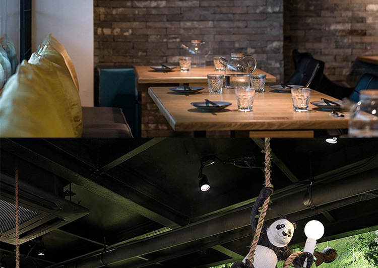 Nordic creative and personalized zoo decoration, hemp rope panda chandelier, bar, restaurant, homestay style wooden house, plant lamp pic 5