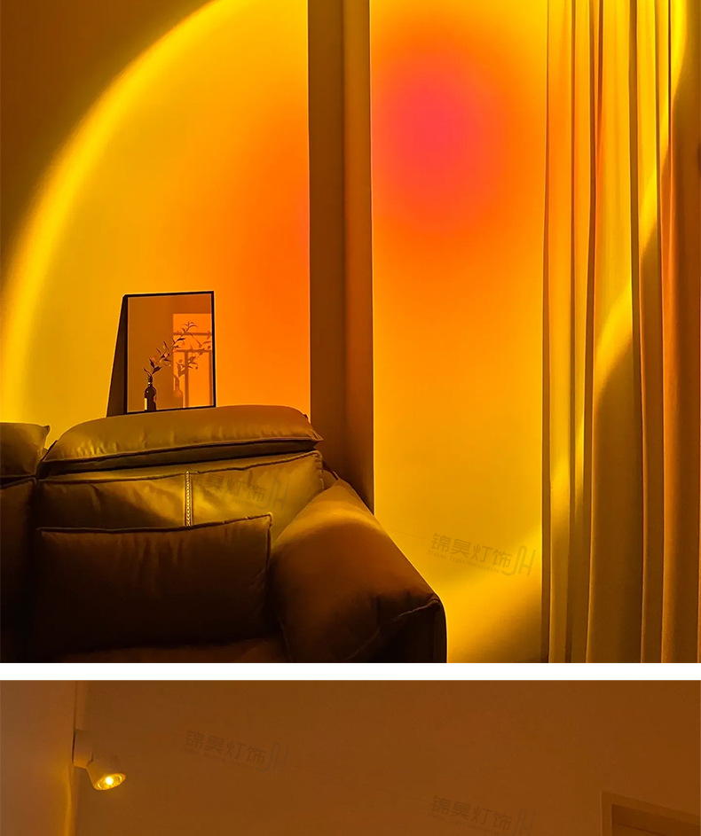 明装日不落射灯嵌入洗墙背景墙玄关直播商用日落夕阳过道氛围射灯详情33