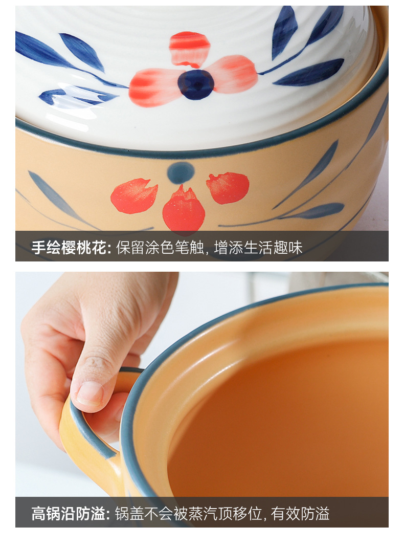 Retro clay pot stew pot for making soup, household open flame high-temperature resistant gas stove, special ceramic Japanese-style clay pot and tile pot pic 13
