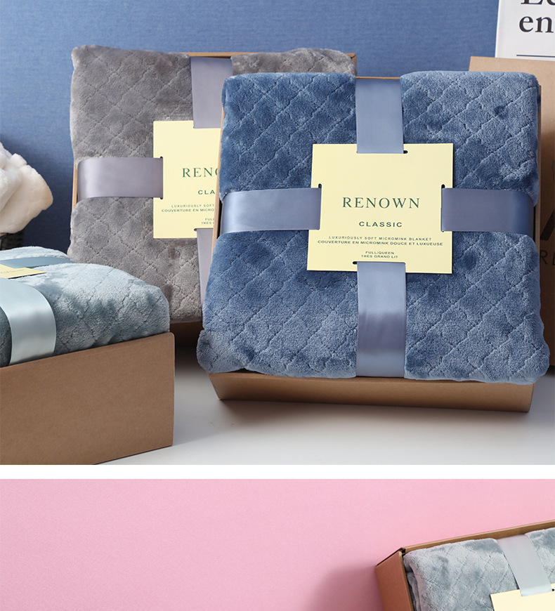 Flannel blanket, small winter single-person cover blanket, embroidered logo, office midday rest air conditioner, coral fleece nap blanket pic 21