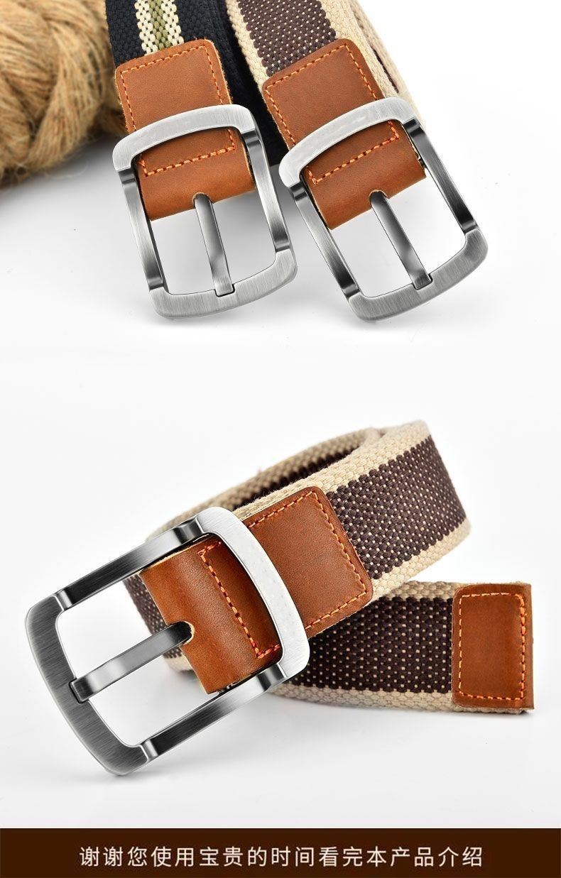New men's casual Japanese cross buckle canvas belt, versatile denim outdoor belt, student military training wholesale in stock pic 17