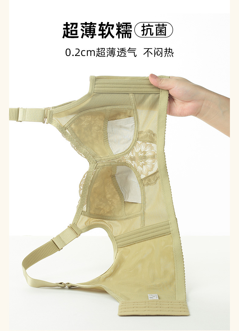 大码超薄大胸显小内衣无钢圈全罩杯纯棉透气无骨侧收舒适文胸女详情14