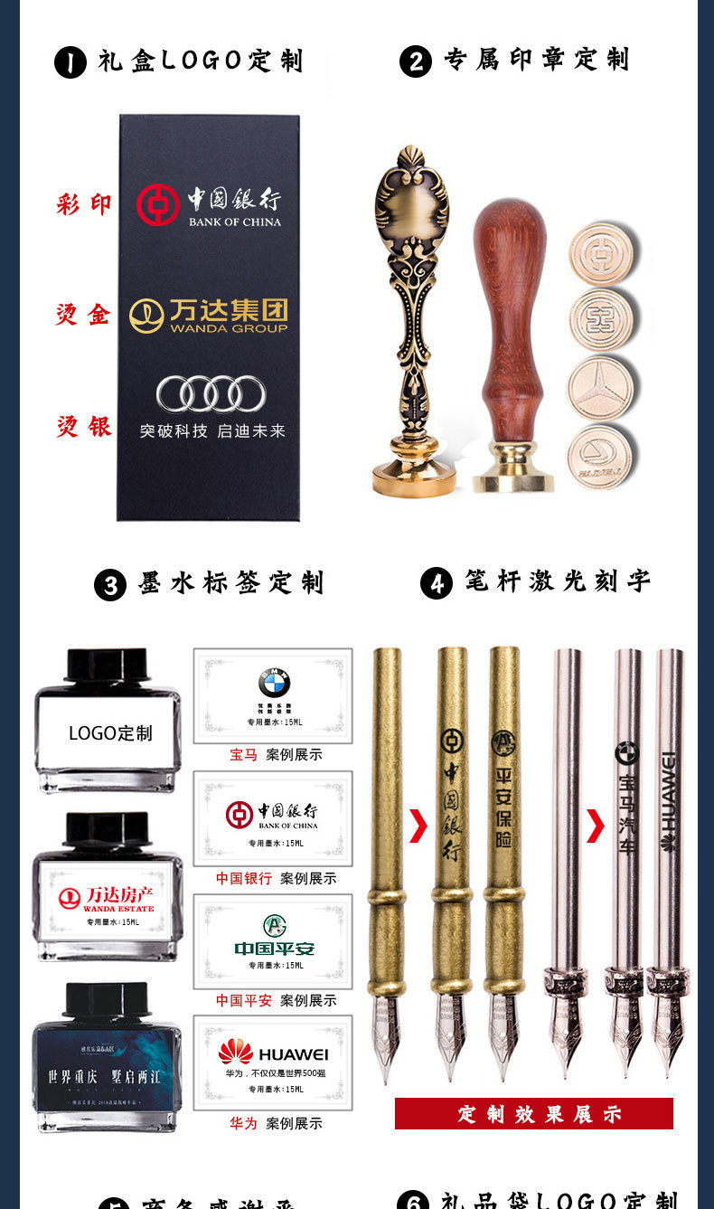 见鹤归笔记本云中仙鹤墨囊钢笔复古中国风羽毛蘸水笔钢笔套装详情14