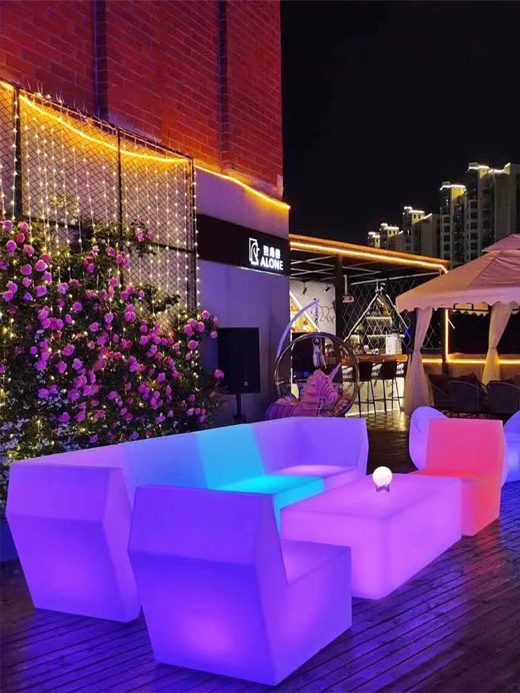 户外发光转角沙发茶几组合室外防水防晒庭院露天露台网红酒吧沙发详情2