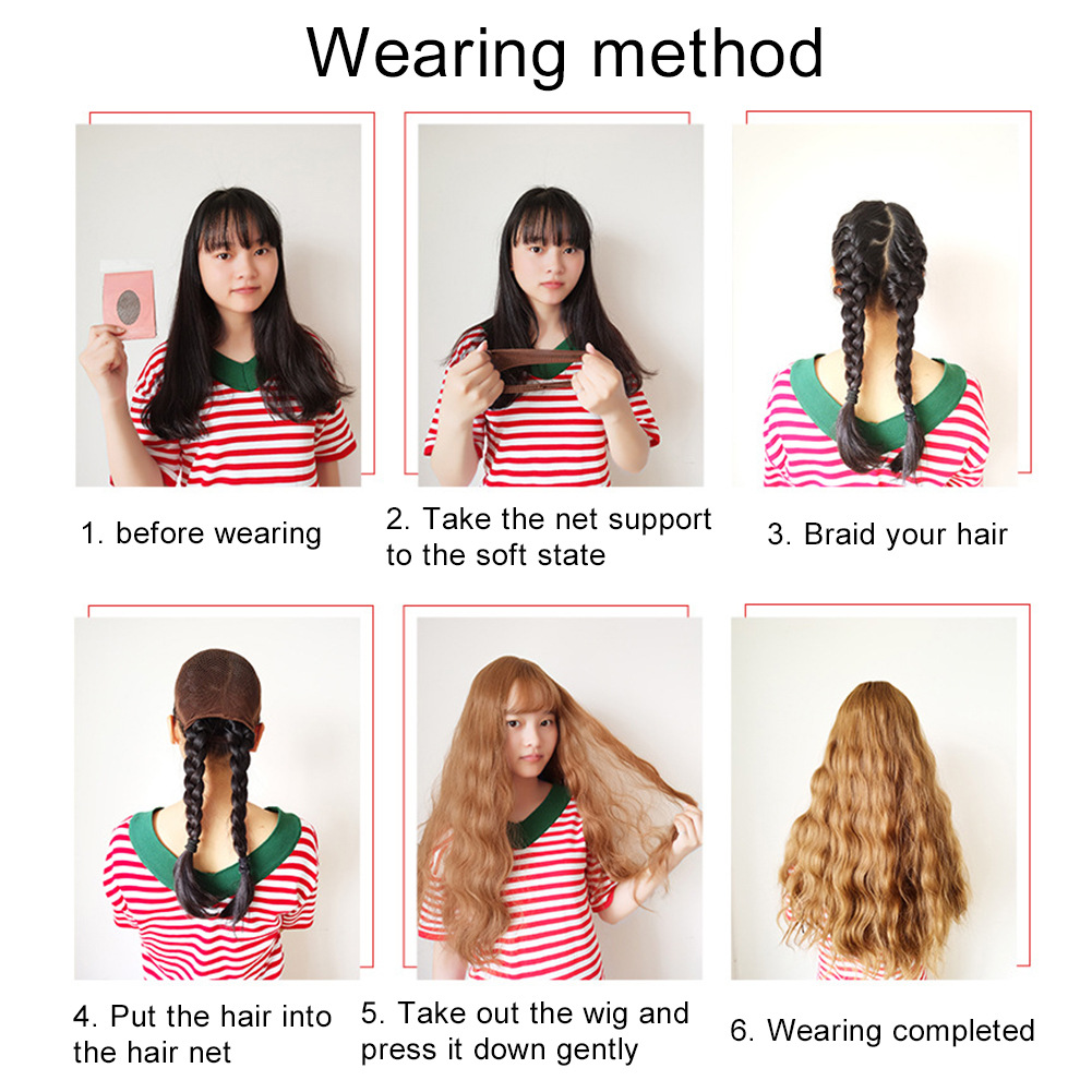 Межграничный парик wig, модная восьмигранная шапка с волоконно-волоконной шляпой, длинные волосы pic 7