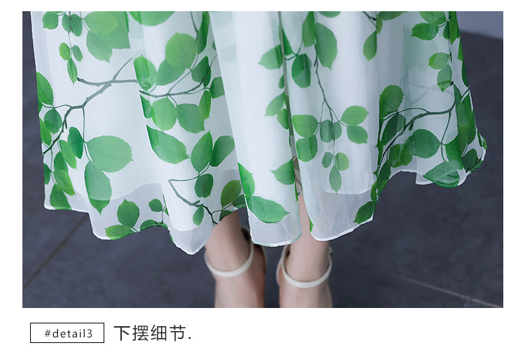 This fresh and elegant chiffon floral dress is a new early autumn style with a tie that cinches the waist and slimming the figure. It is a fashionable and youthful long dress for summer pic 22