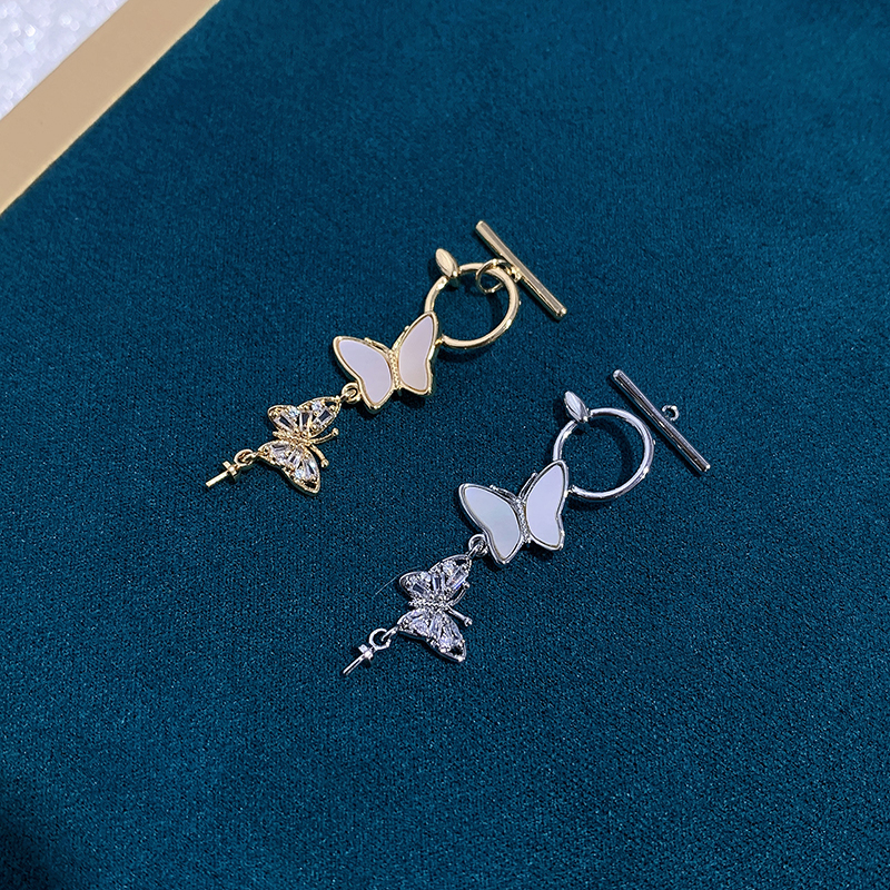 Copper-plated real gold diy accessories, real shell ot buckle, seawater shell sweater chain, freshwater pearl necklace, butterfly buckle, new style pic 5