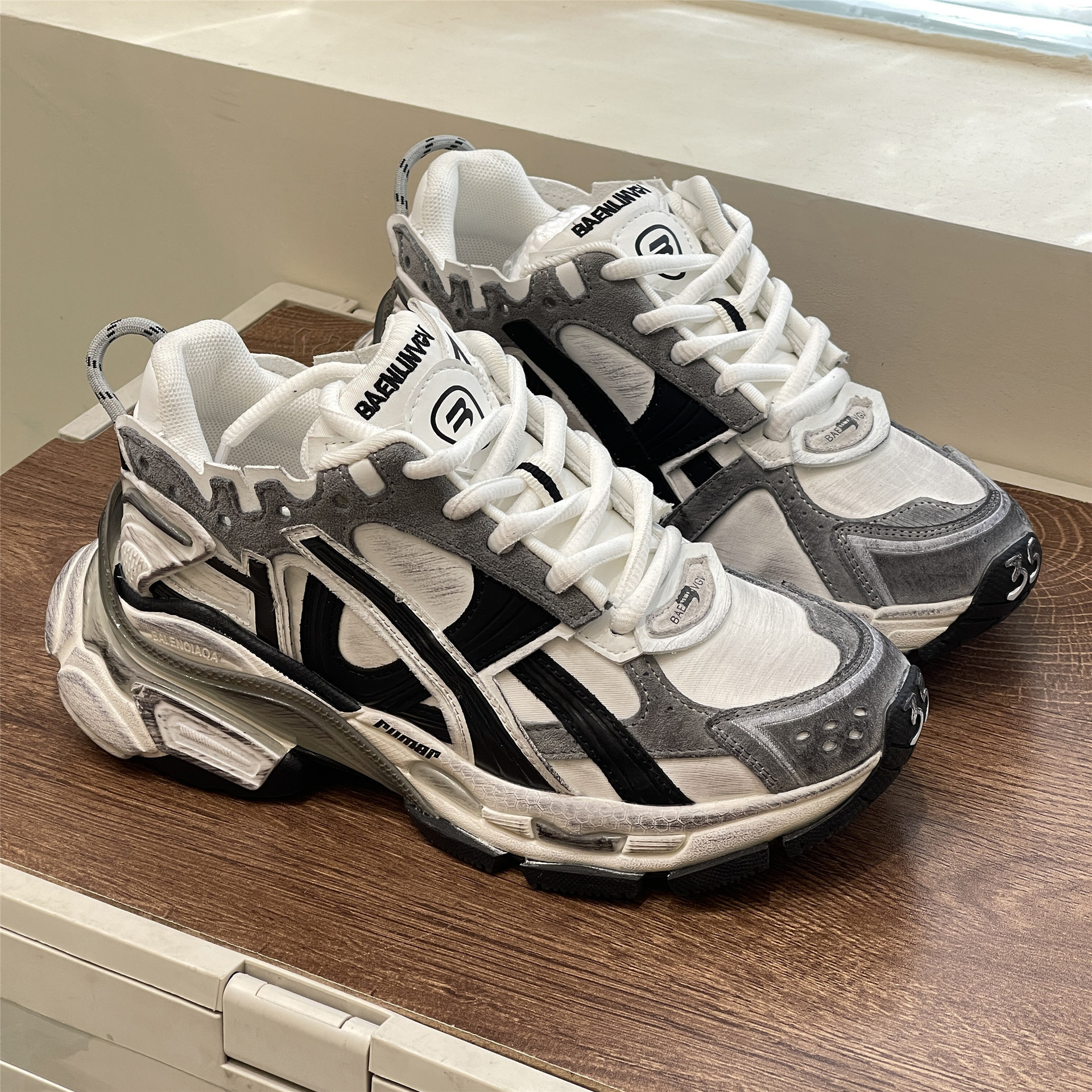 2023年新款老爹鞋增高厚底运动鞋休闲做旧复古情侣男女鞋详情3