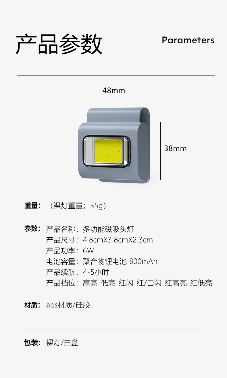 22 Cross-border New multi-functional magnetic TYPE-C charging portable clothes clip running COB silicone work headlamp pic 2