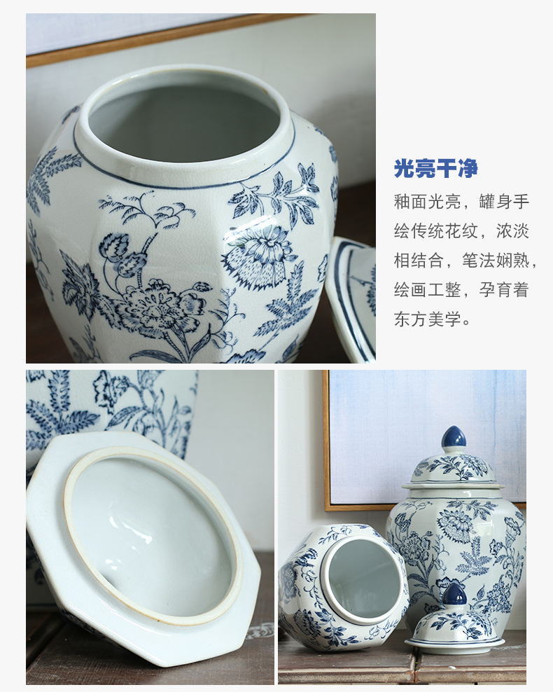 Wholesale decorative jars and ornaments, blue and white general jars, hand-painted antique official kiln ceramic vases, hydroponic storage jars pic 7