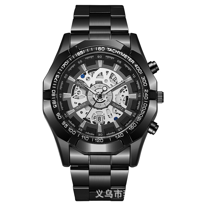 外贸热销希音TEMU男士时尚电镀钨钢休闲全自动仿机械手表批发详情8