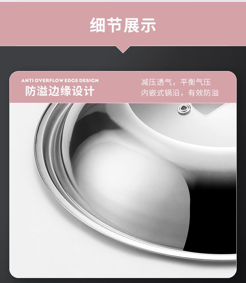 Factory wholesale stainless steel pot LIDS, wok visual combination LIDS, large pot LIDS, household flat-bottomed stir-frying pot LIDS, consignment pic 29