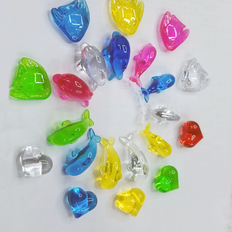 Wholesale of heart dolphin fish plastic beads, acrylic stone ice cubes, Baojie Aquarium decorations in multiple colors and styles pic 12