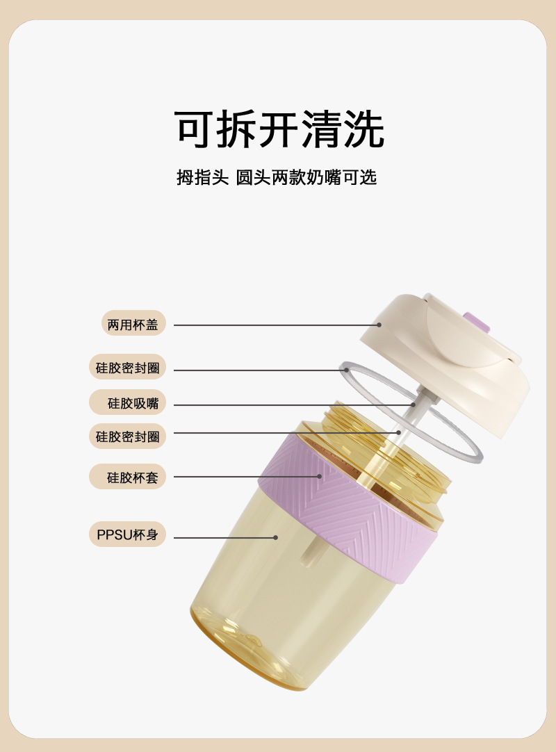 网红夏季带吸管双饮ppsu水杯 便携咖啡杯女士果茶杯  厂家批发 pic 7