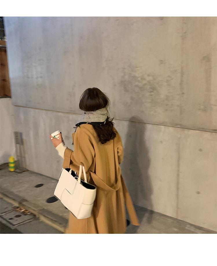 反季驼色呢子双面羊绒大衣女中长款2022年秋冬季韩系温柔毛呢外套详情16