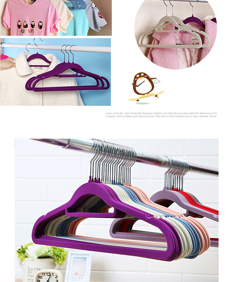 Factory wholesale ABS flocking anti-slip clothes hangers, clothing store organization, seamless storage, home clothes hanging, magic clothes rack pic 42