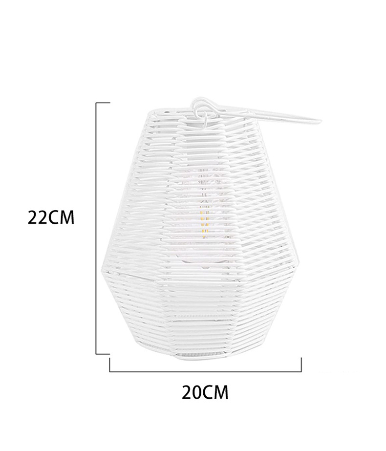 Outdoor solar lamp atmosphere decoration white lantern with handle imitation rattan weaving waterproof creative solar charging lamp pic 5