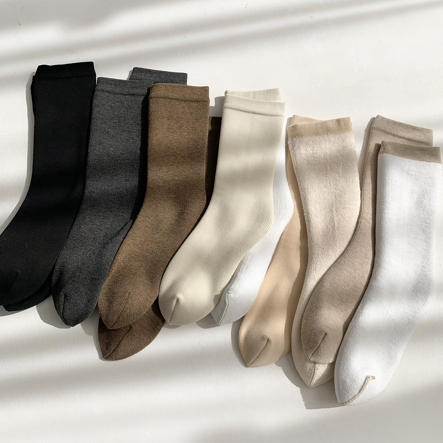 Unisex couple style fleece and thickened warm snow socks, mid-length home cotton socks, postpartum socks, floor socks pic 12