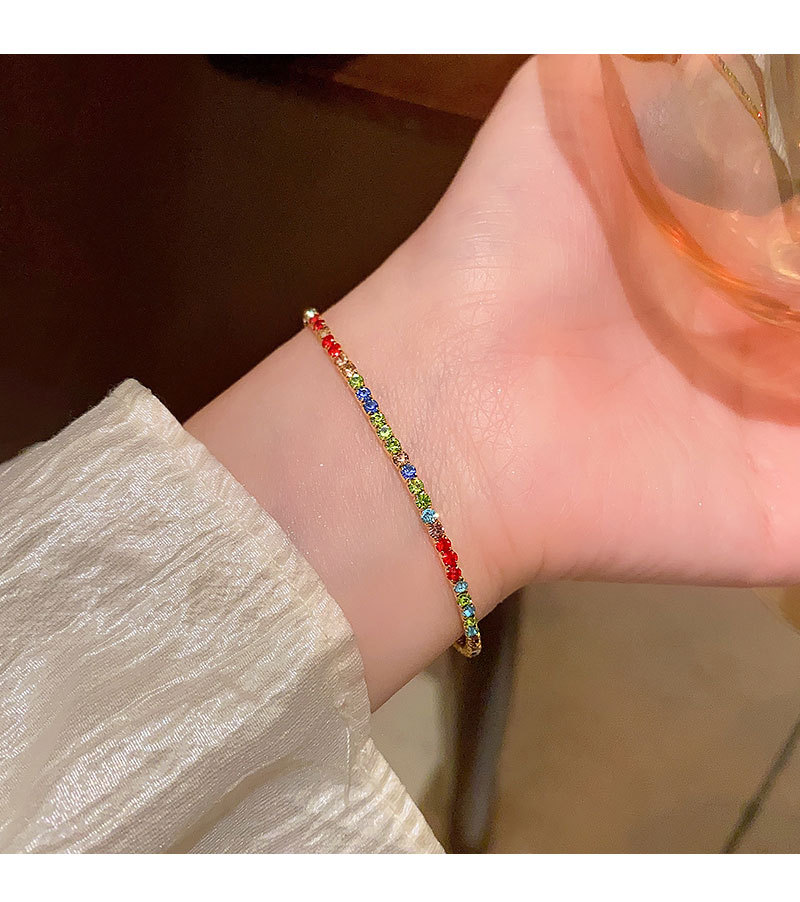 彩色锆石弹力绳手链女高级感轻奢气质闺蜜学生手镯时尚爆款手饰品详情16