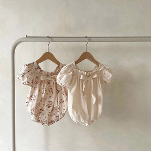 2024春夏韩国童装婴儿连体衣男女宝宝印花三角爬服婴童哈衣包屁衣详情11