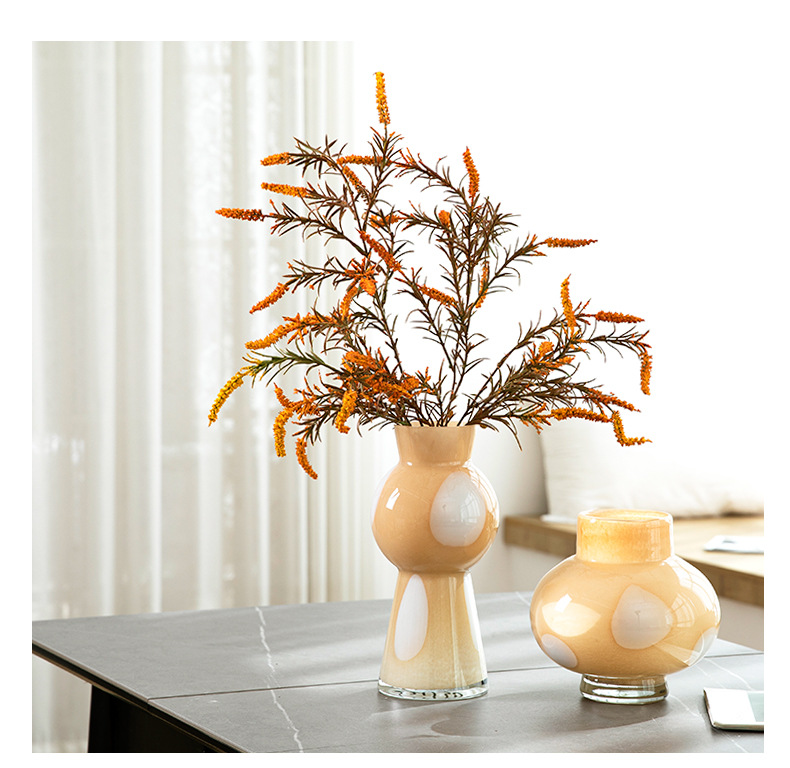 Ins-style creative milk jade slanted glass hydroponic colored bottle, home soft decoration vase, living room dining table flower arrangement pic 11