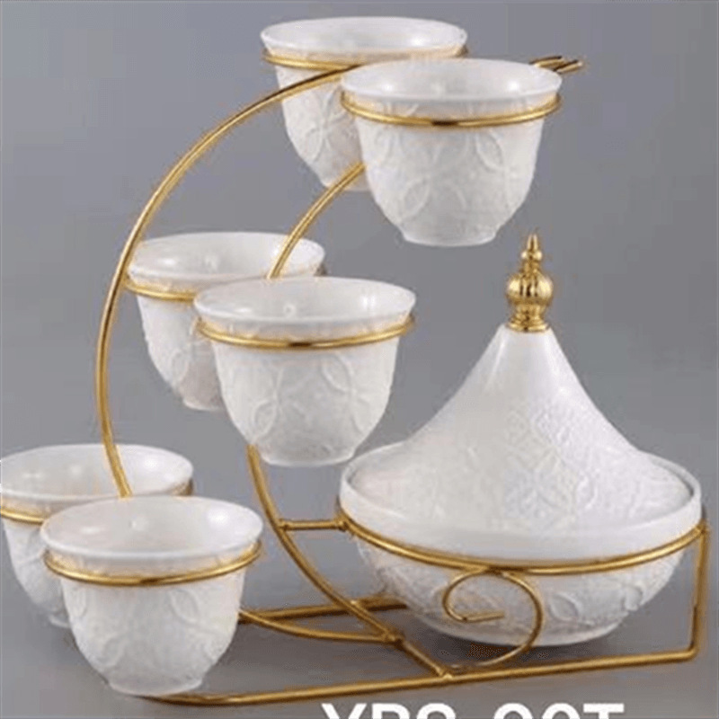 欧式轻奢酒店家居茶盘水果盘欧式白金陶瓷茶杯盘印花带盖碗果盘2金堡花瓶详情4