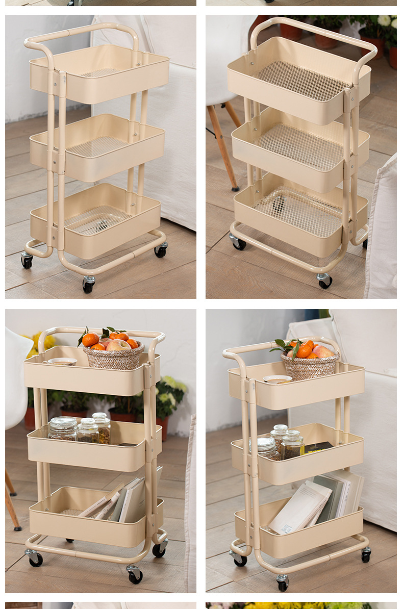 Kitchen storage rack, trolley, floor-standing trolley, multi-layer storage rack, multi-functional microwave oven rack, storage rack pic 11