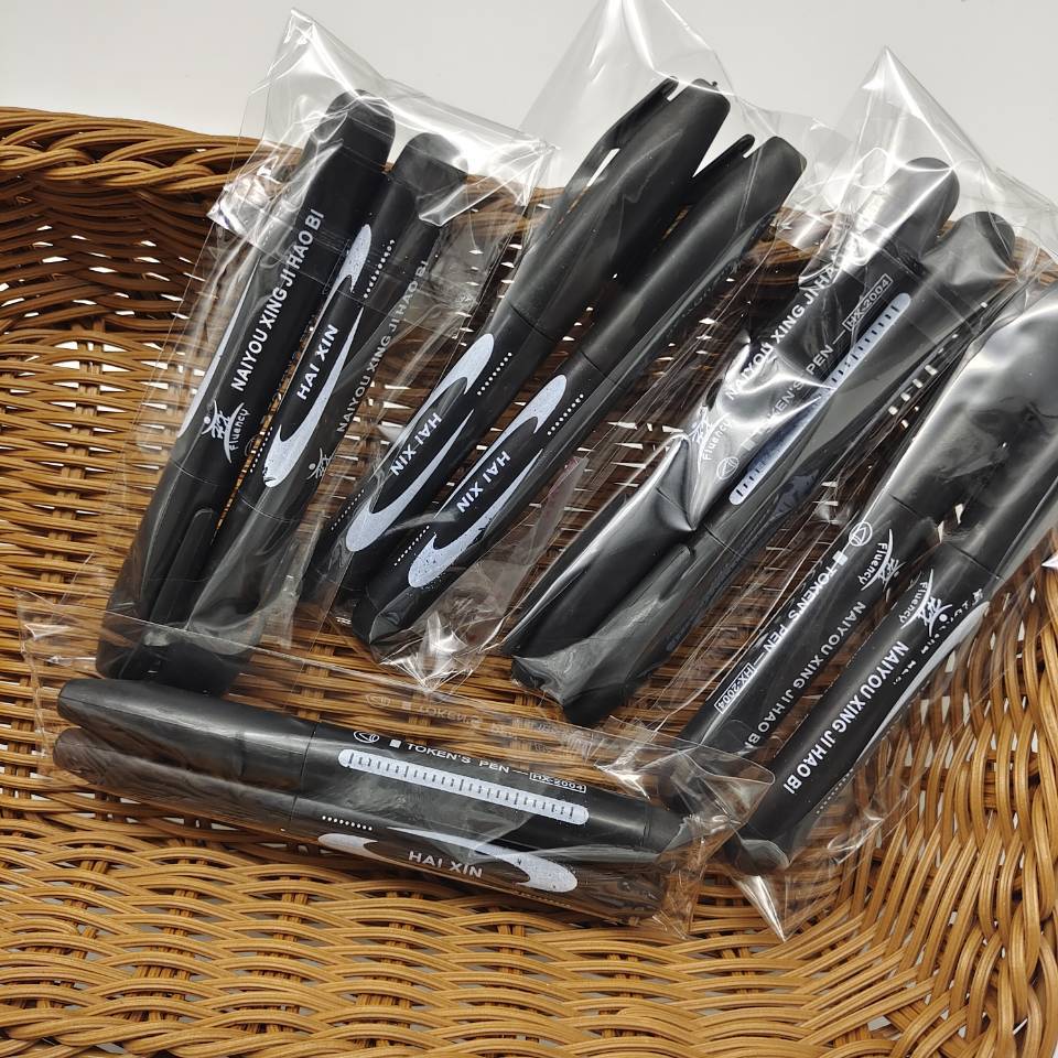 2 large-head marker pens in a bag, black ink-filled large-head pens, blue and red oil-based express logistics marker pens pic 6