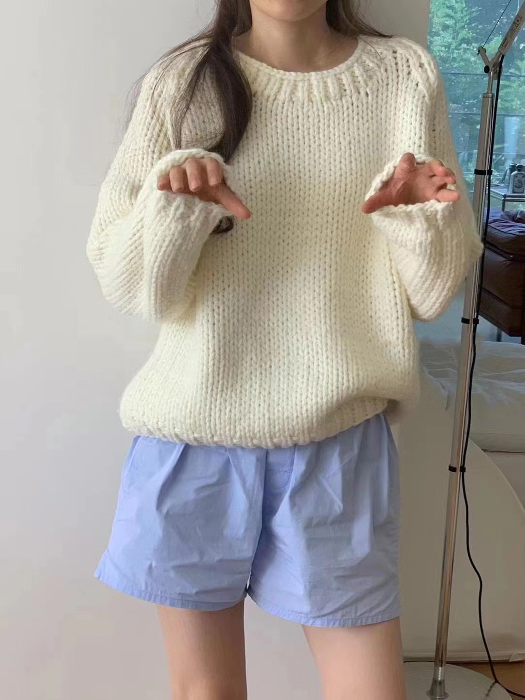 2023 in-stock Handongdaemun autumn/Winter new oun*e round-neck handcrafted pullover loose wool casual sweater top pic 42