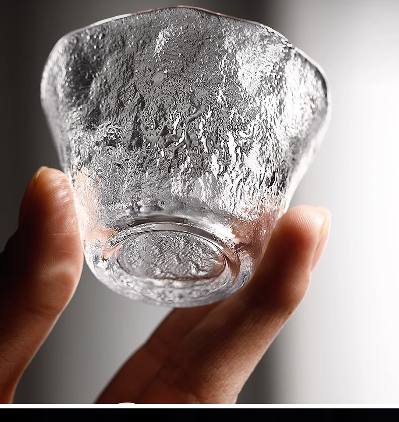 耐热透明小茶杯家用功夫茶具锤纹玻璃家用客厅待客茶杯喝水杯批发详情8