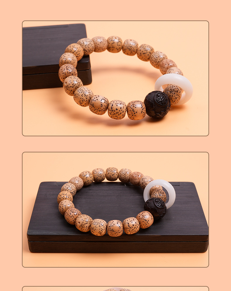 Star and Moon Bodhi bracelet, single-circle old barrel-shaped bracelet with turquoise carved PI Xiu bracelet, Bodhi cultural play bracelet pic 9