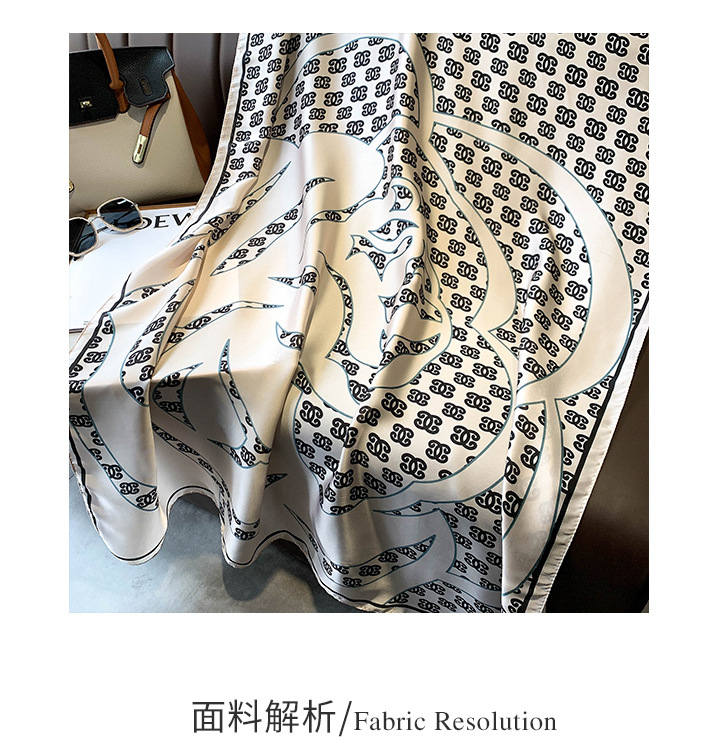 抖音爆款轻奢风丝巾女外搭春夏季新款仿真丝时尚花朵防晒围巾披肩详情29