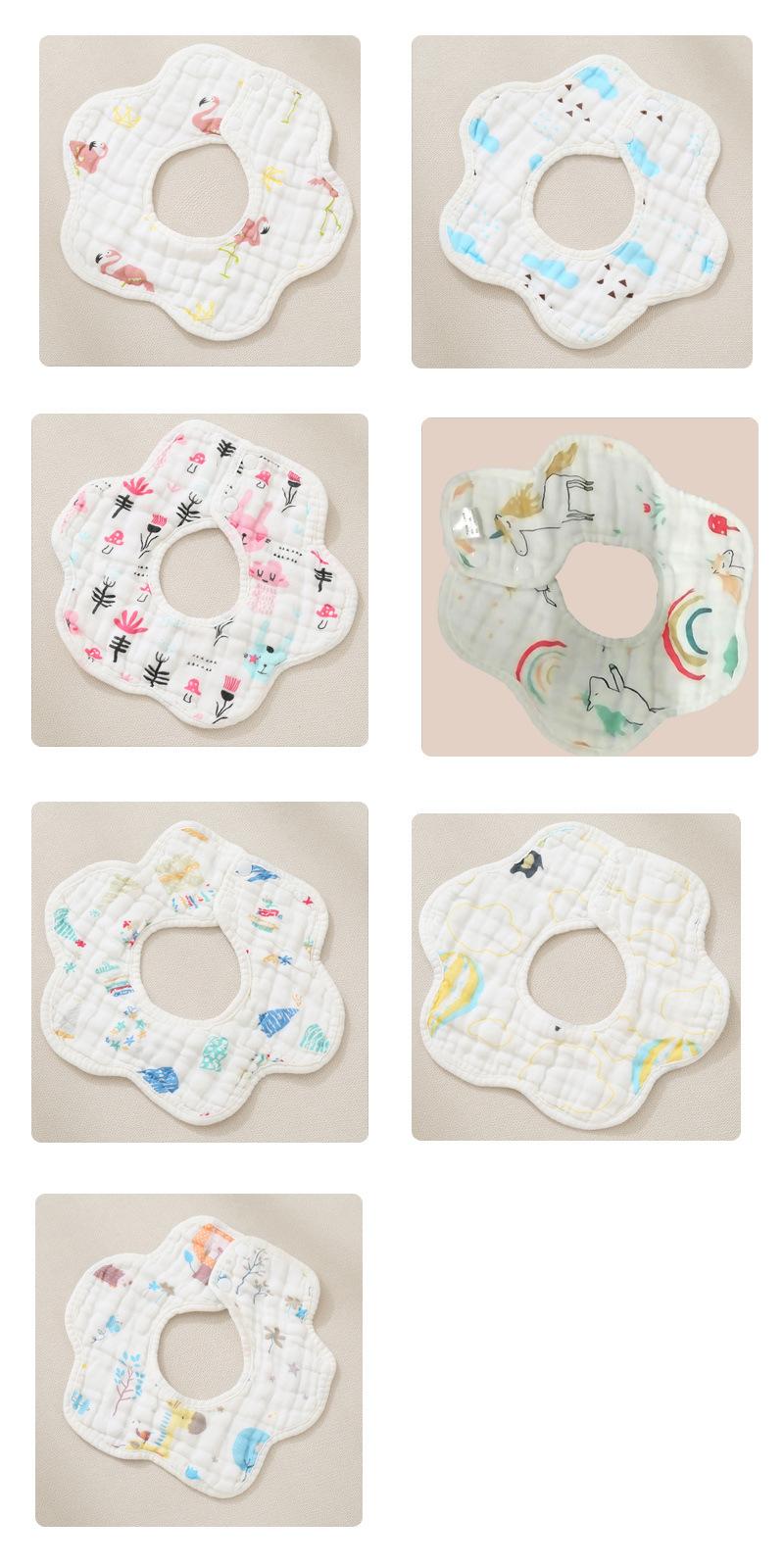 八层纯棉纱布婴儿口水巾水洗褶皱泡泡纱宝宝母婴儿童围兜全棉围嘴详情9